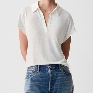 GAP Linen Blend Polo Collar Short Sleeve Tee XL TALL